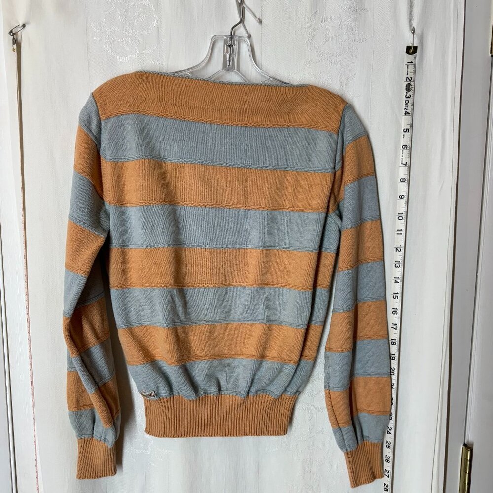 Lacoste Women's Striped Sweater - Orange and Gray